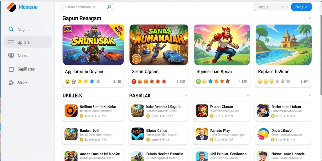 Menu pilihan permainan yang mudah dinavigasi.